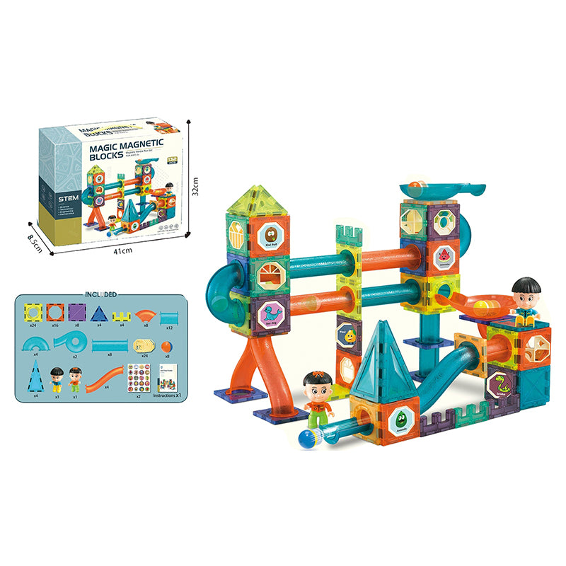 Magic Magnetic Blocks Marble Run – STEM Construction Toy