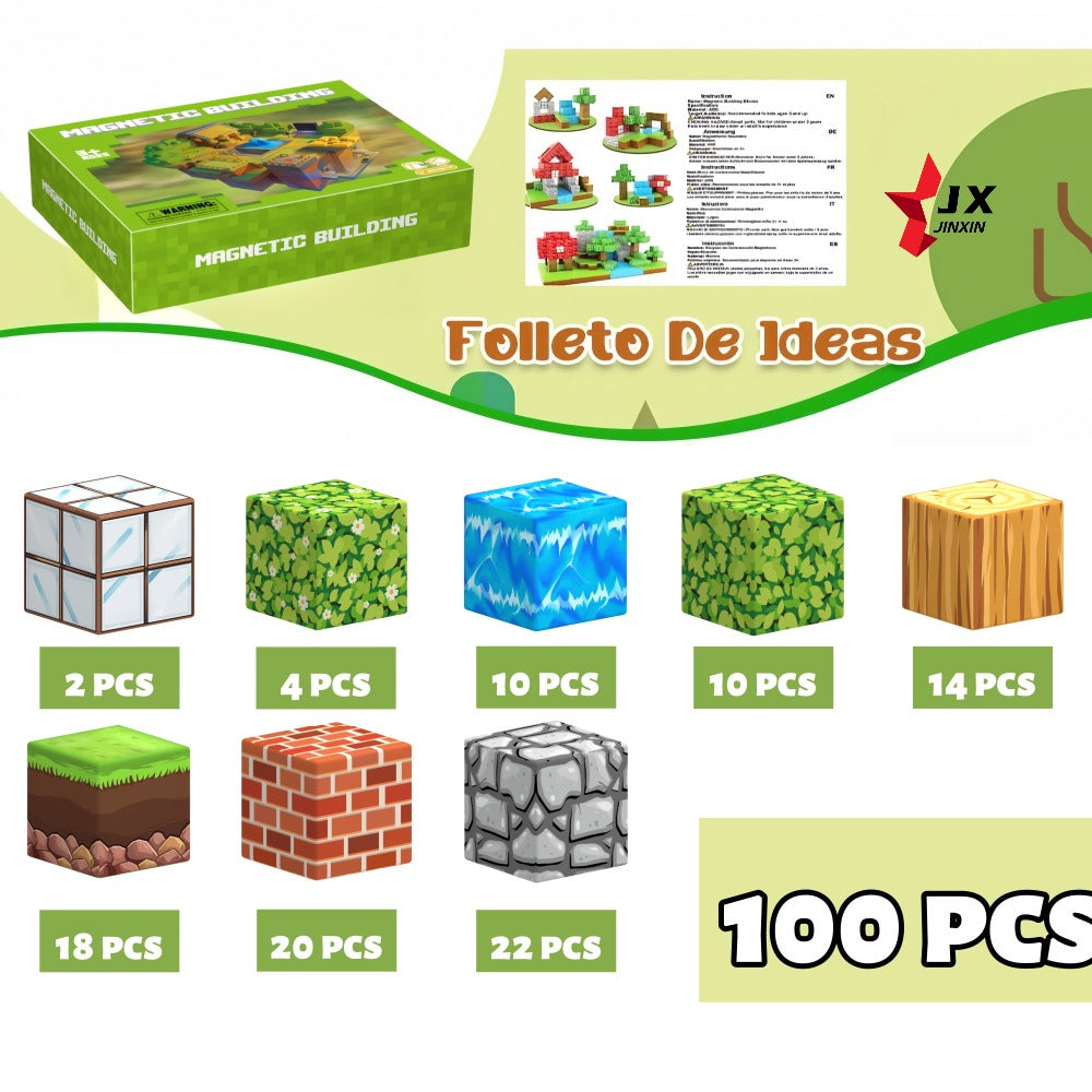 Magnetic Building Blocks – Minecraft-Style Creative Construction Set (3+ Years)