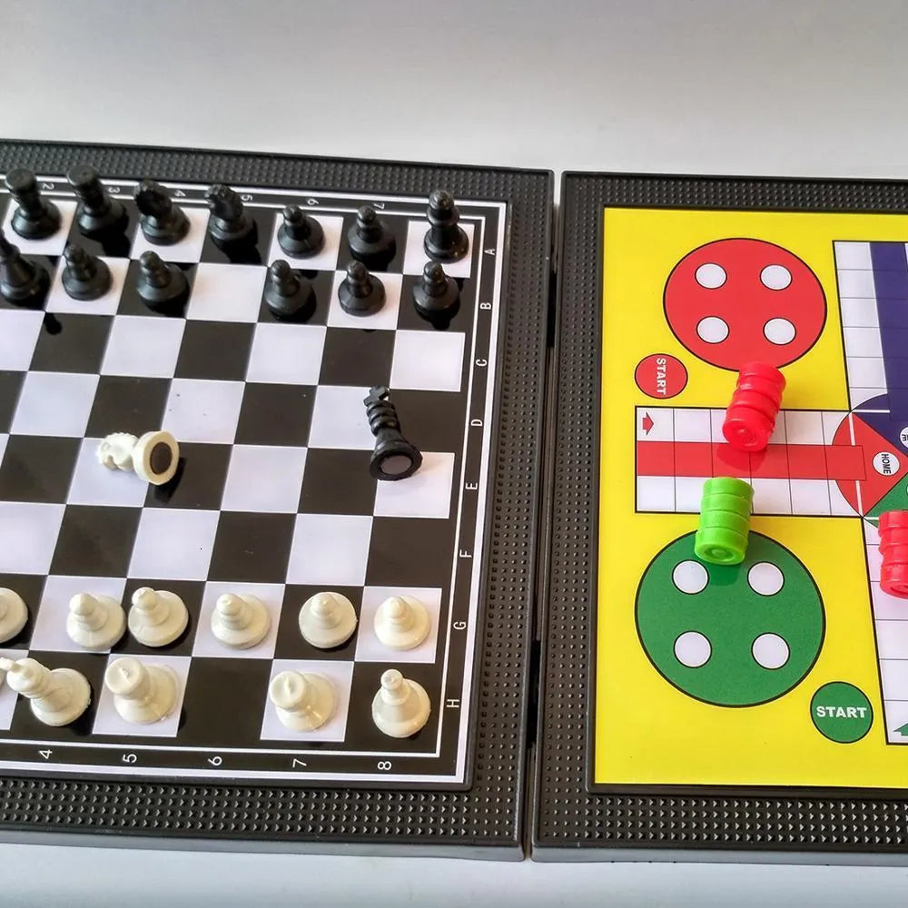 5-in-1 Magnetic Board Game Set – Chess, Ludo & More