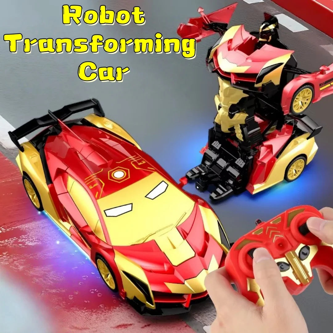 1:18 RC Transforming Iron Man Robot Car – Remote Control Hero Deformation Stunt Car with Lights