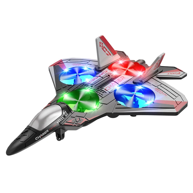 Sky Chaser™ RC Fighter Jet with rechargeable batteries– LED Remote Control Stunt Aircraft with 360° Rotation & One-Key Return