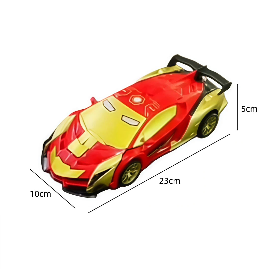 1:18 RC Transforming Iron Man Robot Car – Remote Control Hero Deformation Stunt Car with Lights