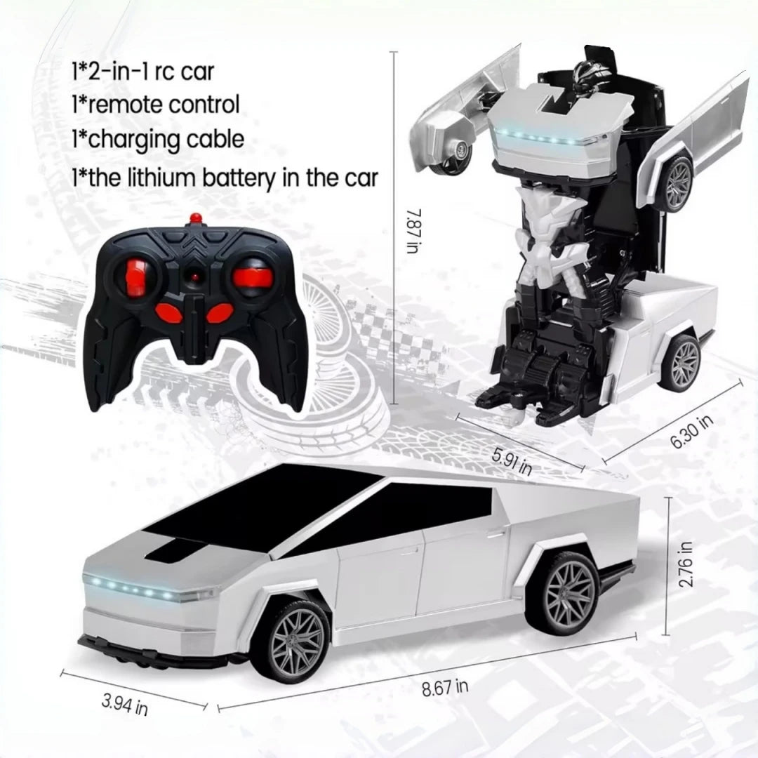 Cyber Truck Titan™ 2-in-1 Transforming RC Truck Robot – Rechargeable Remote Control Drift Car with LED Lights