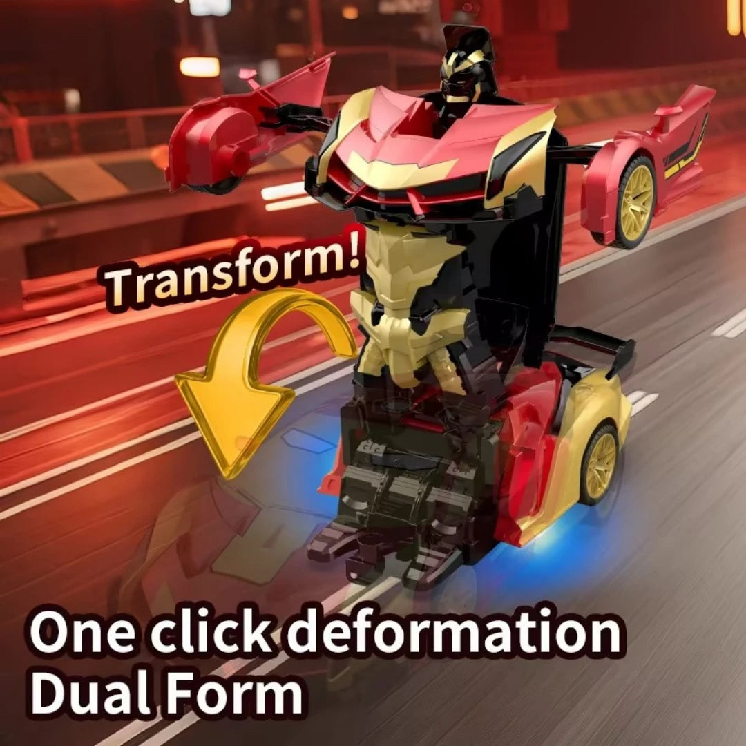 1:18 RC Transforming Iron Man Robot Car – Remote Control Hero Deformation Stunt Car with Lights