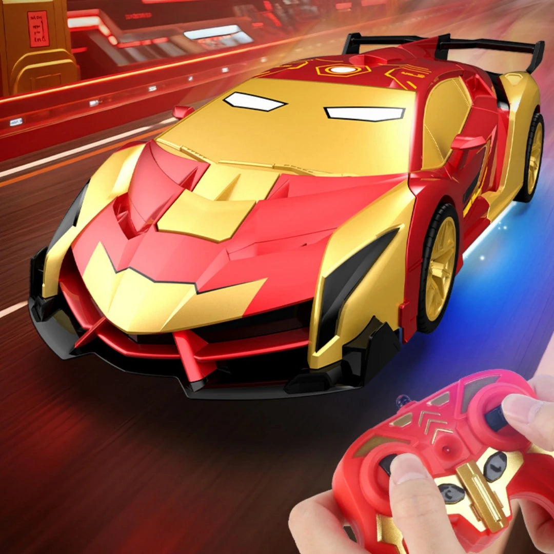 1:18 RC Transforming Iron Man Robot Car – Remote Control Hero Deformation Stunt Car with Lights