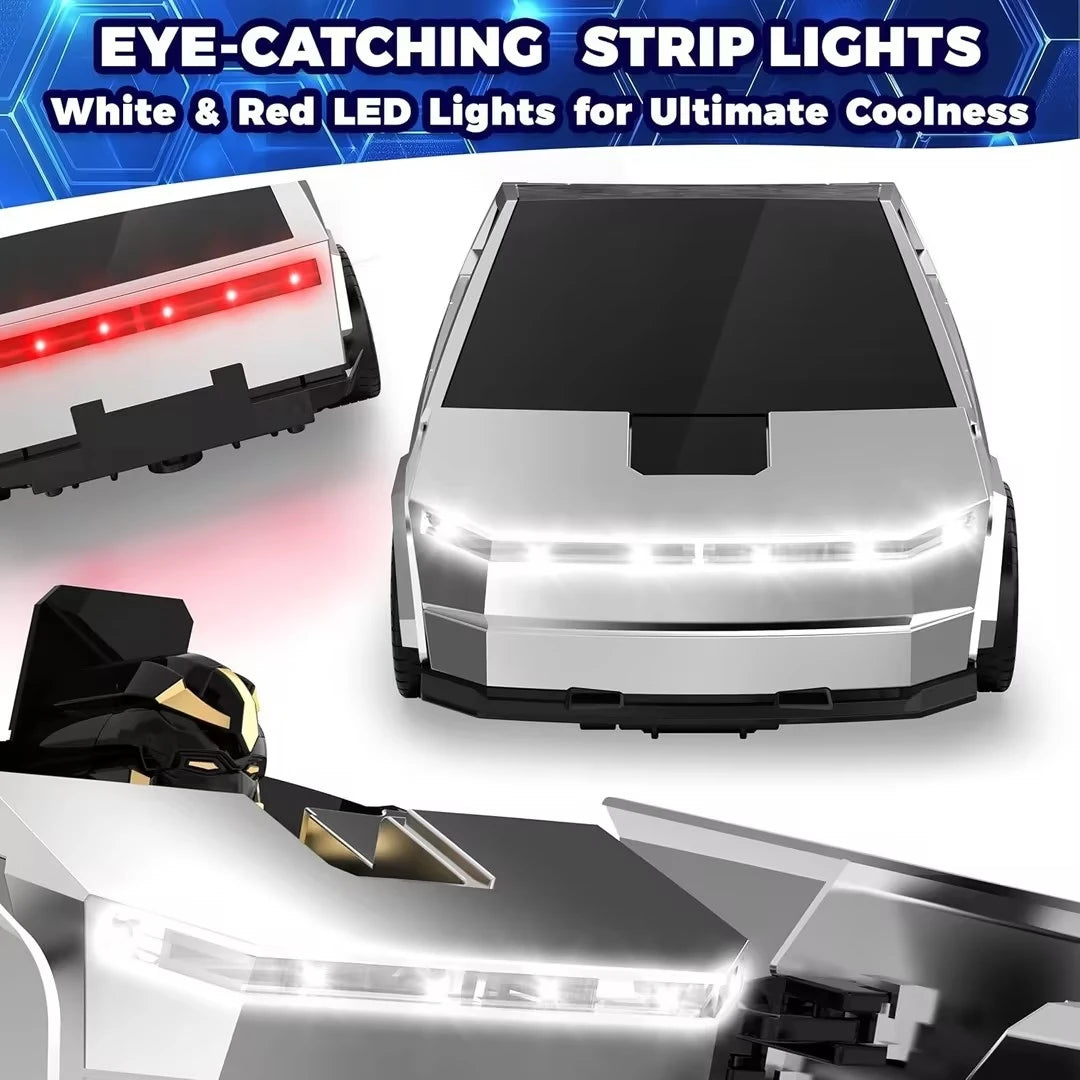Cyber Truck Titan™ 2-in-1 Transforming RC Truck Robot – Rechargeable Remote Control Drift Car with LED Lights