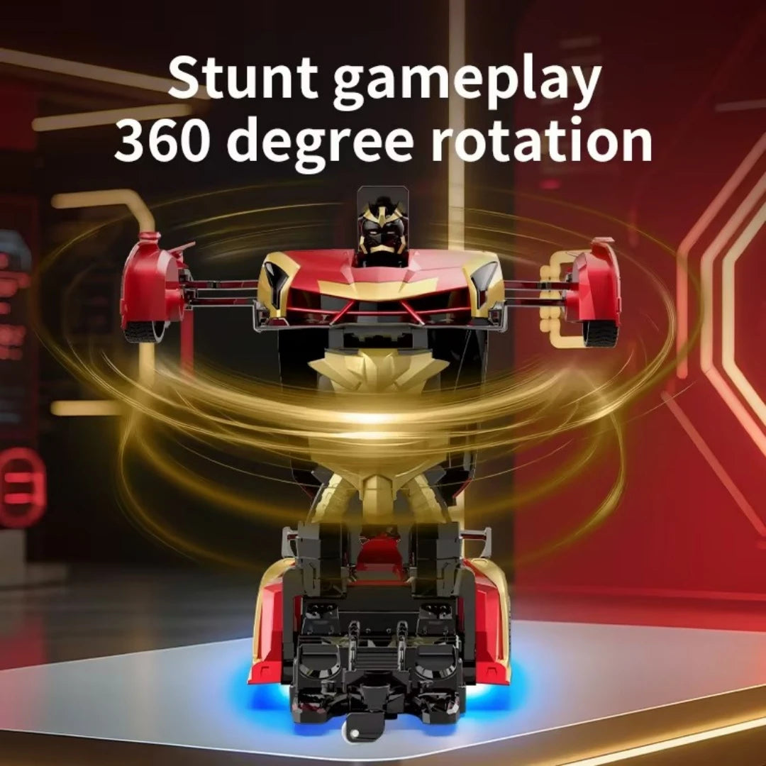 1:18 RC Transforming Iron Man Robot Car – Remote Control Hero Deformation Stunt Car with Lights