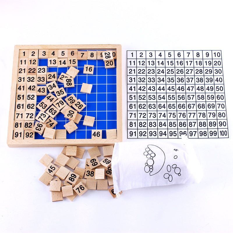 Montessori Wooden 1–100 Number Board Game – Math Puzzle for Kids