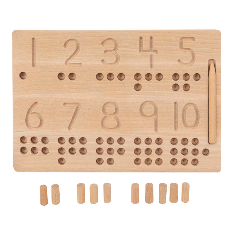 3D Wooden Number Puzzle Board – Pen Control & Counting Toy (1–10)