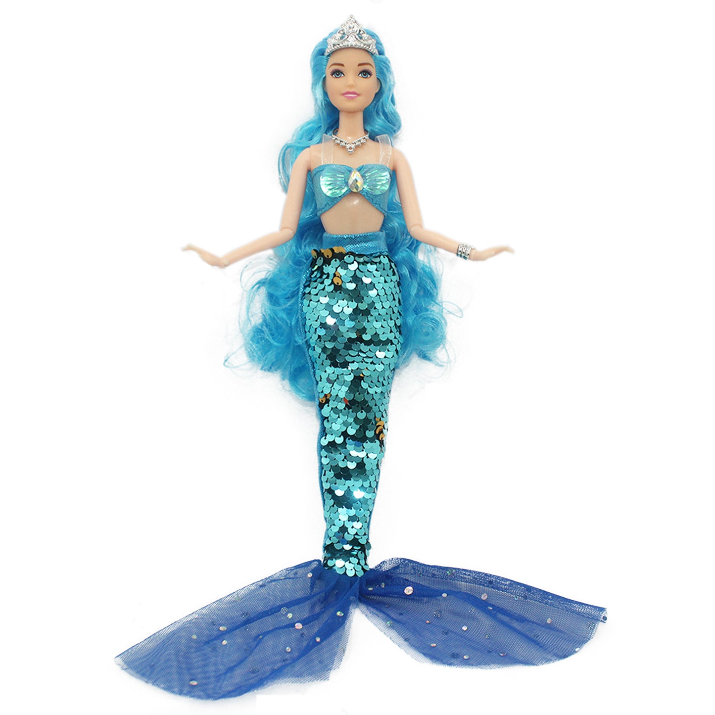 Sequin Mermaid Princess Doll – 30cm Fashion Doll with Reversible Color Sequin Tail