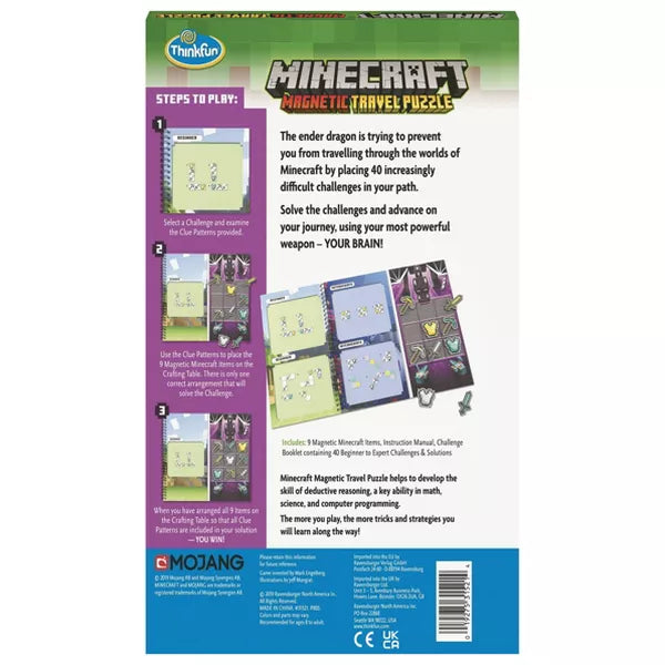 ThinkFun Minecraft Magnetic Travel Puzzle Logic Game & STEM Toy For Kids Ages 8 & Up