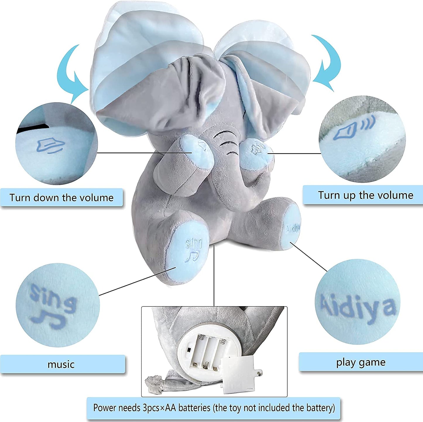 Musical Peekaboo Elephant Plush Toy