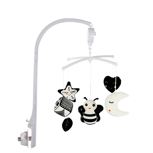 Musical Bee & Moon Crib Mobile – Black & White