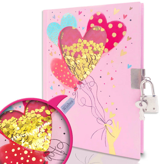 Kids Secret Diary with Lock & Key – Glitter Journal Notebook (Gift Idea)