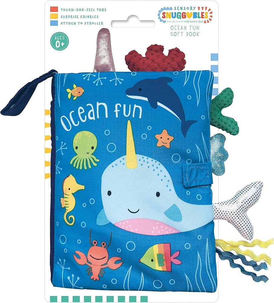 Ocean Fun Touch & Feel Sensory Cloth Book for Babies – Crinkly Soft Activity Book with Textured Tails