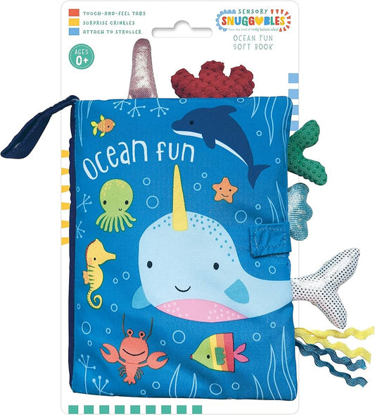 Ocean Fun Touch & Feel Sensory Cloth Book for Babies – Crinkly Soft Activity Book with Textured Tails