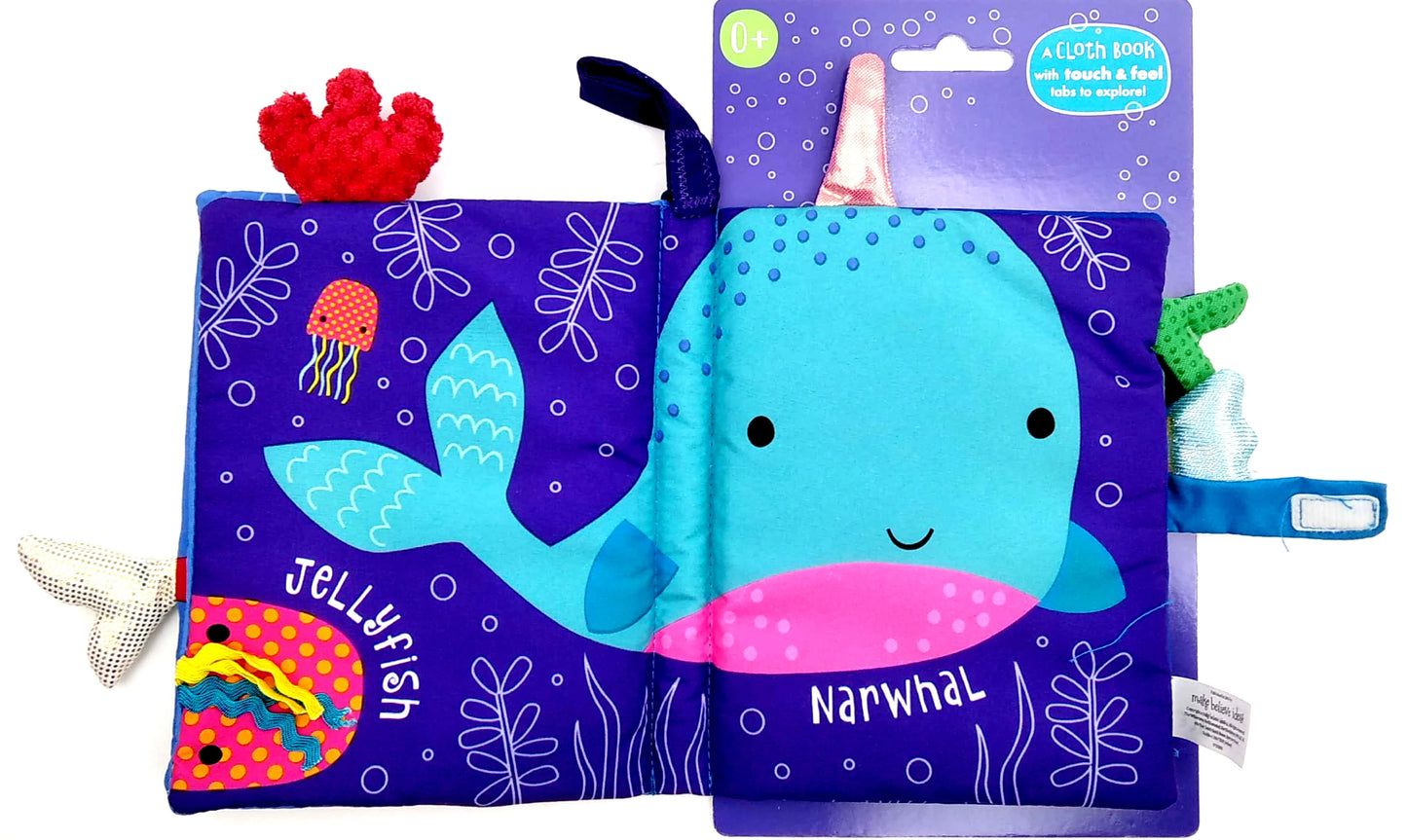 Ocean Fun Touch & Feel Sensory Cloth Book for Babies – Crinkly Soft Activity Book with Textured Tails