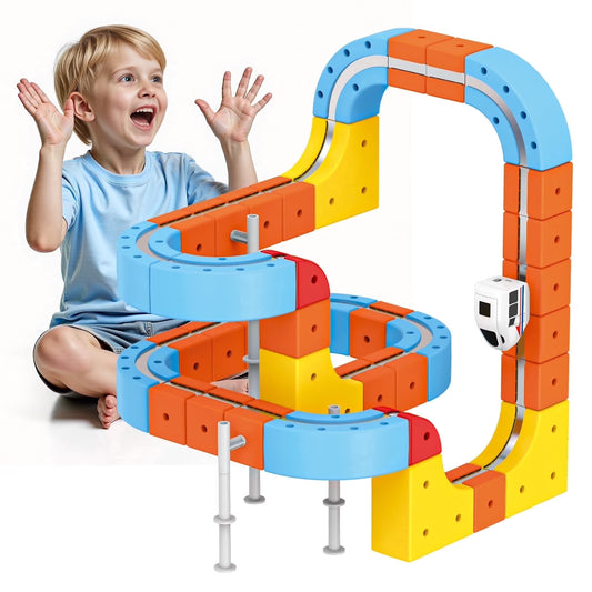 Orbital Car Magnetic Race Track Set - 80 Pieces STEM Building Toy