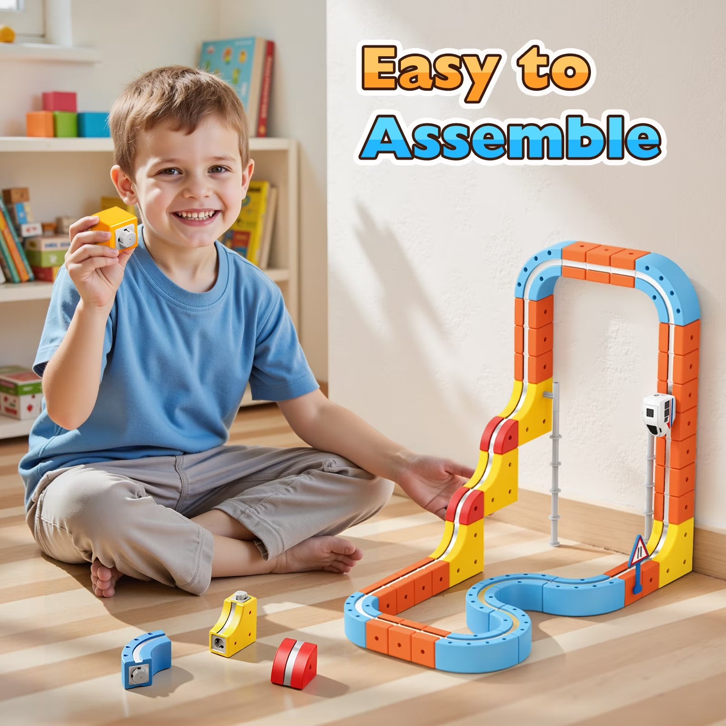 Orbital Car Magnetic Race Track Set - 80 Pieces STEM Building Toy