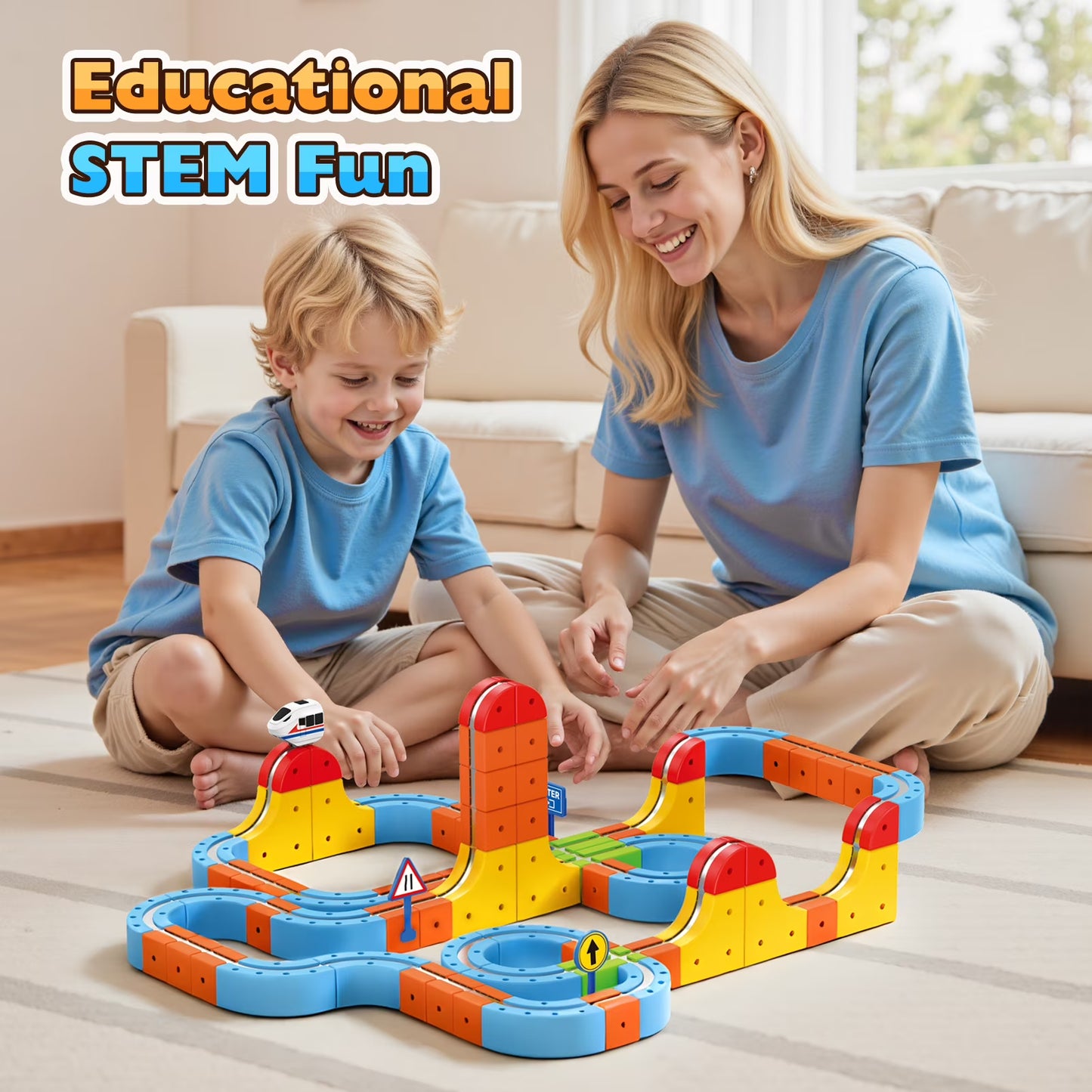 Orbital Car Magnetic Race Track Set - 80 Pieces STEM Building Toy