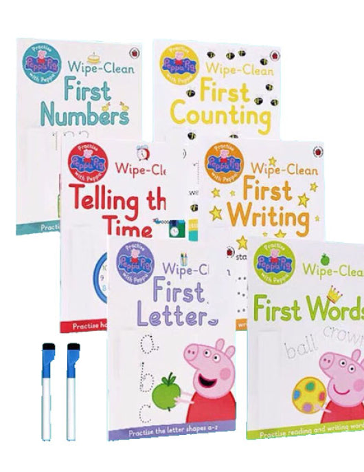 Peppa Pig Wipe-Clean Learning Set – First Words, Numbers, Writing & Counting Books with Marker