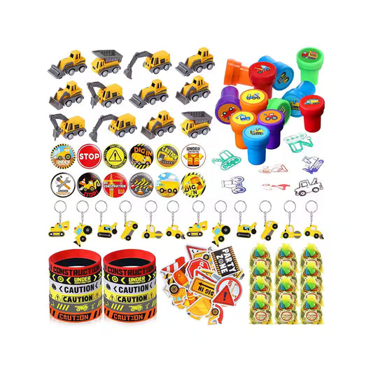 122-Piece Construction Party Favors – Mini Trucks, Stickers, Tools & Birthday Gift Pack for Boys