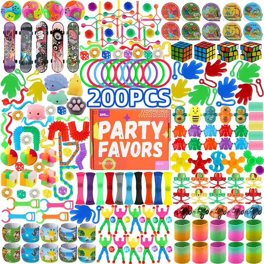 200pcs Fidget Party Favors – Classroom & Birthday Goodie Bag Fillers for Kids