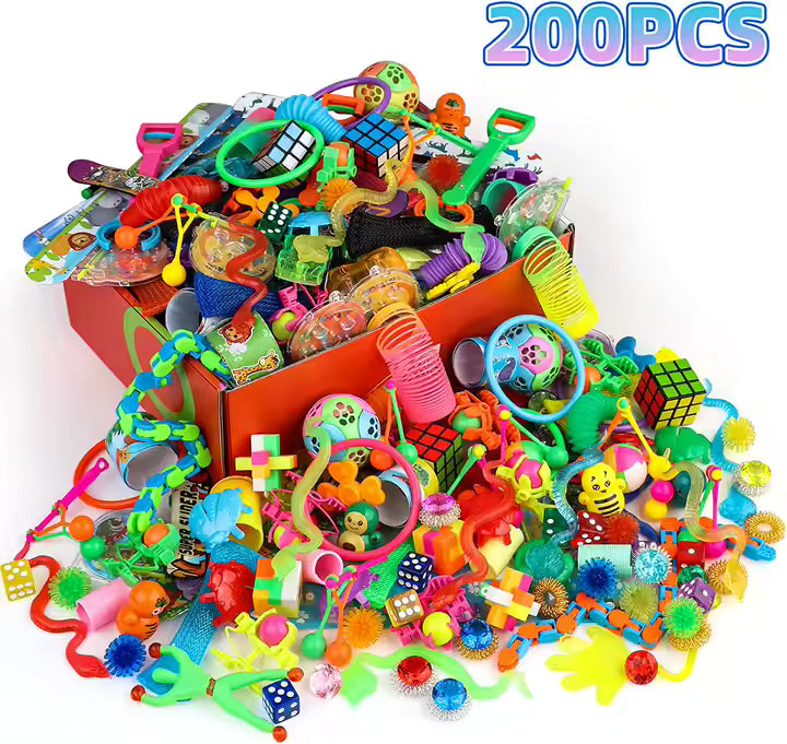 200pcs Fidget Party Favors – Classroom & Birthday Goodie Bag Fillers for Kids