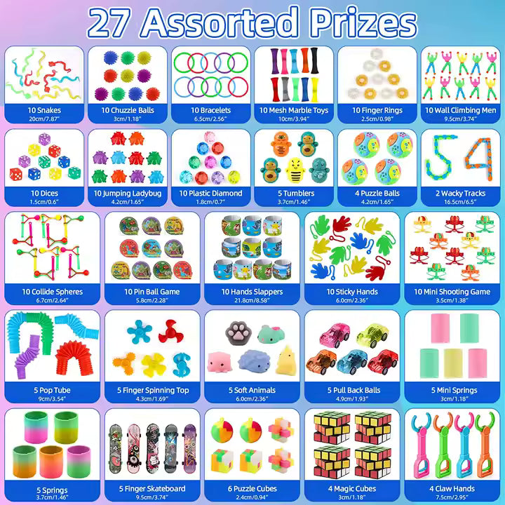 200pcs Fidget Party Favors – Classroom & Birthday Goodie Bag Fillers for Kids