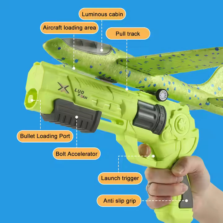 Foam Ejection Plane Launcher Toy Gun – Glider Aircraft Shooter for Boys (Outdoor Play)