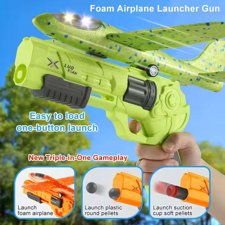 Foam Ejection Plane Launcher Toy Gun – Glider Aircraft Shooter for Boys (Outdoor Play)