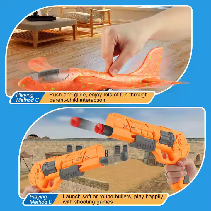 Foam Ejection Plane Launcher Toy Gun – Glider Aircraft Shooter for Boys (Outdoor Play)