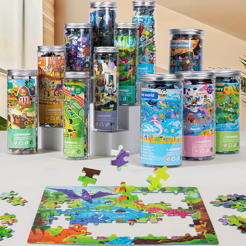 Puzzle in a Tin – Educational Sturdy Jigsaw Puzzle for Kids (90, 130 & 210 Pieces)