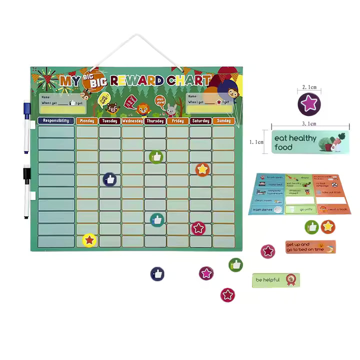 My Big Reward Chart – Magnetic Responsibility Board with 155 Magnets & 2 Markers
