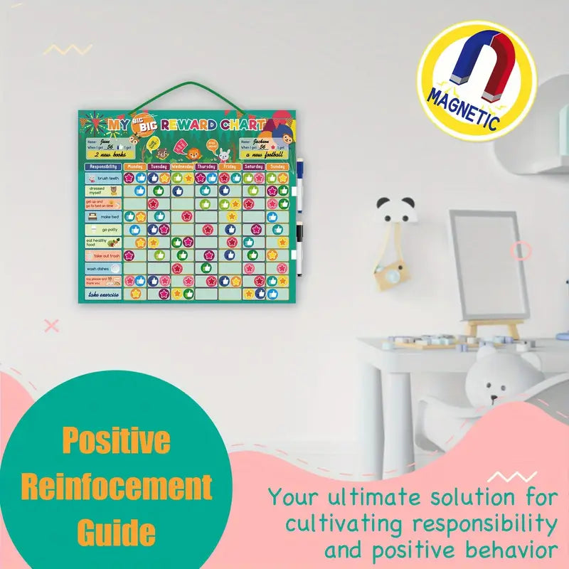 My Big Reward Chart – Magnetic Responsibility Board with 155 Magnets & 2 Markers