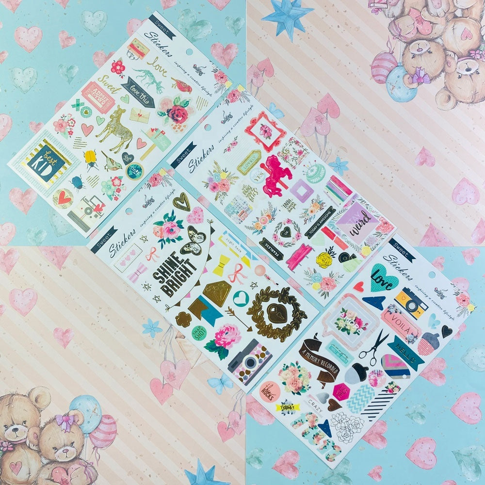 Decorative assorted stickers for journals diaries scrapbooks and cards
