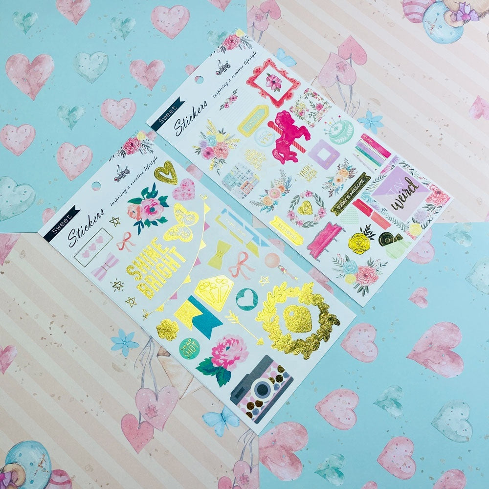 Mixed scrapbook sticker designs for kids creative projects