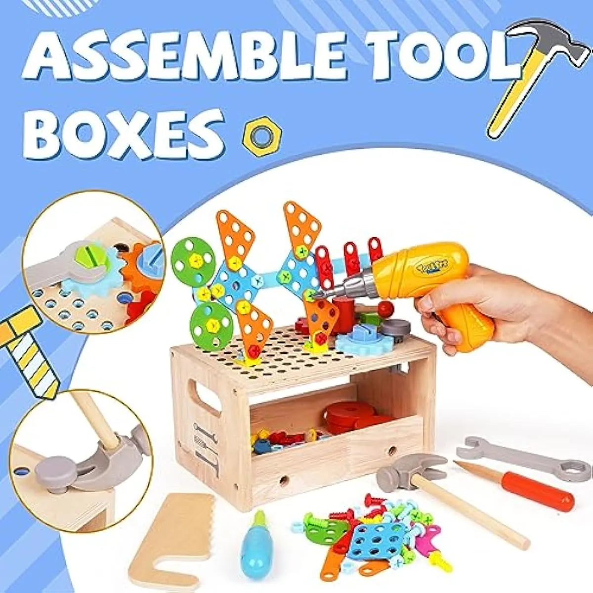 Wooden Screw Tool Set for Kids – Construction & Engineering Play
