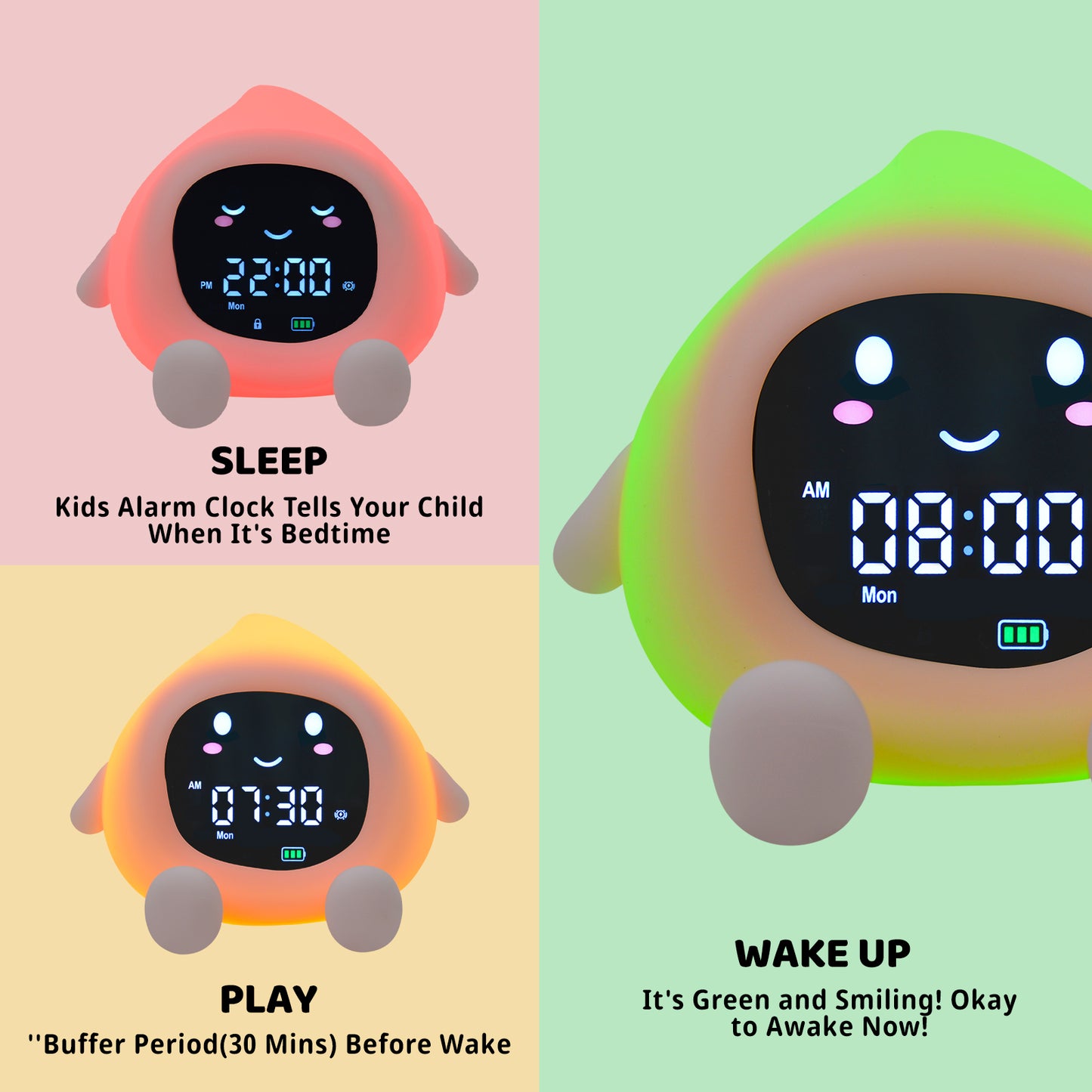 Kids Sleep Training Alarm Clock with Night Light
