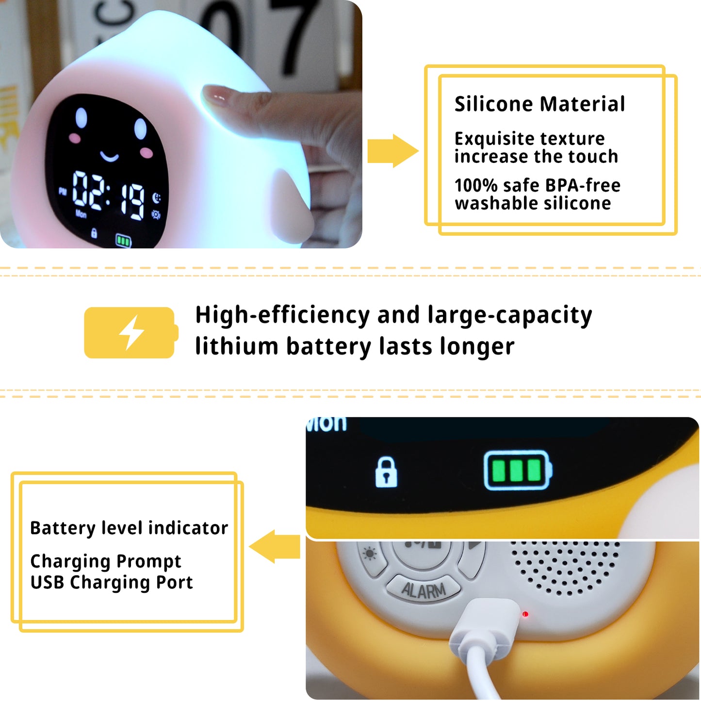 Kids Sleep Training Alarm Clock with Night Light