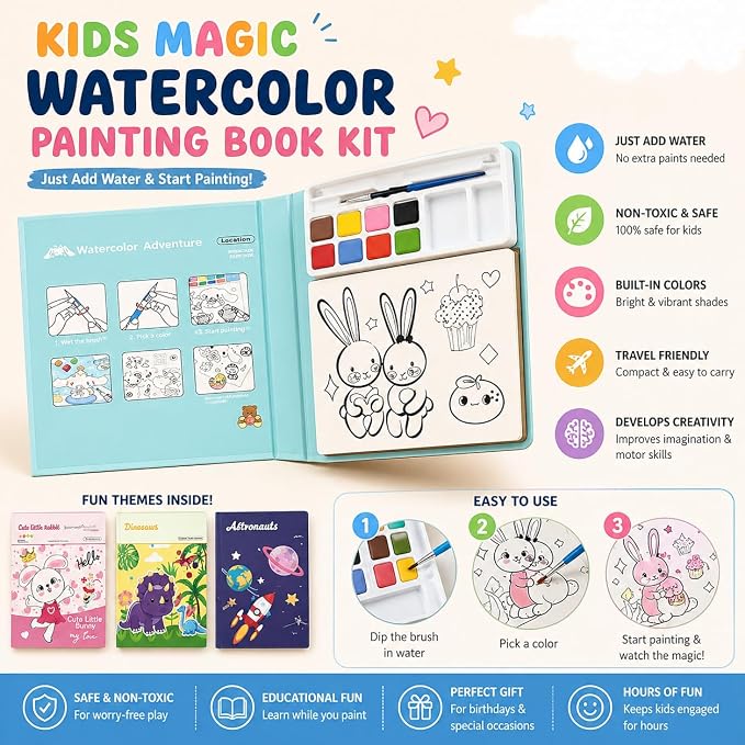 Kids Magic Watercolor Painting Book Kit