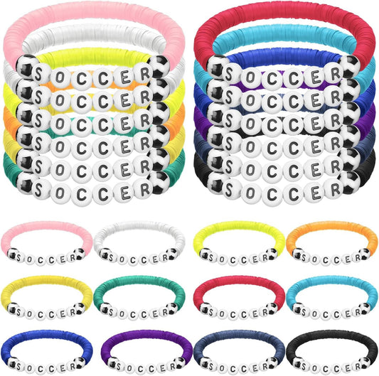 Kids Soccer Beaded Bracelet – Football Stretch Bracelet (Multiple Colours)