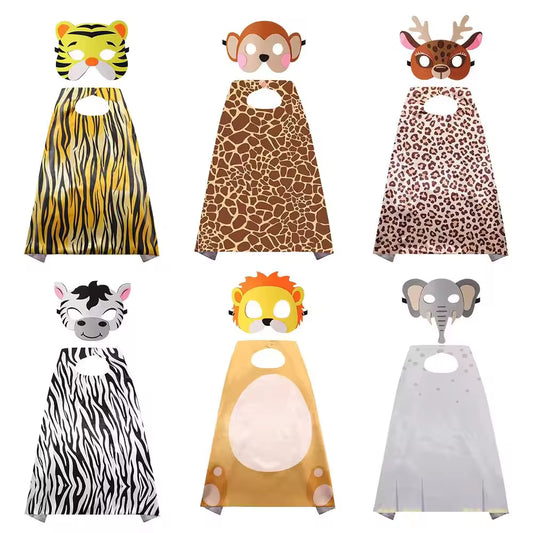 Kids Safari Animal Cape & Mask Set – Jungle Party Costume