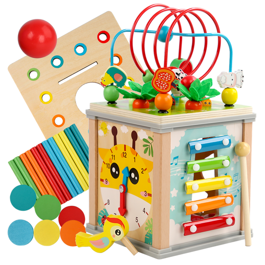 10-in-1 Wooden Learning Board – Montessori Sensory Toy