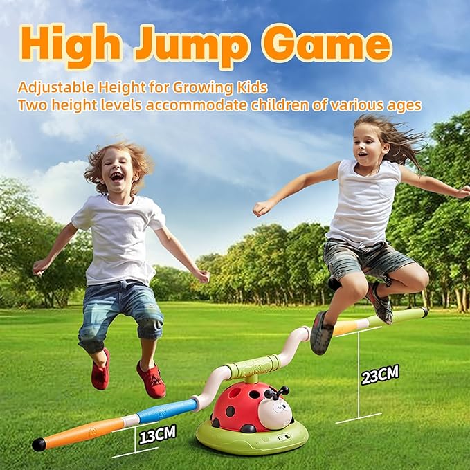 3-in-1 Kids Outdoor Sports Game Set – Obstacle Course, Rocket Launcher & Ring Toss (Ladybug Theme)