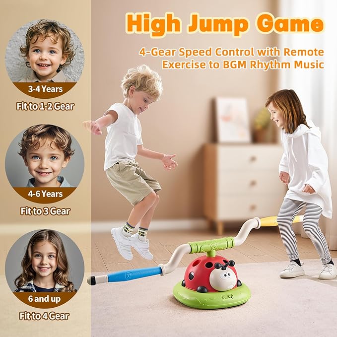 3-in-1 Kids Outdoor Sports Game Set – Obstacle Course, Rocket Launcher & Ring Toss (Ladybug Theme)