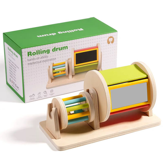 Montessori Rolling Drum Toy – Sensory Activity for Babies (Wooden)