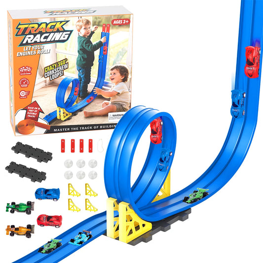 Track Racing Flexible Loop Race Track Set - 15 Ft Stunt Racing Toy
