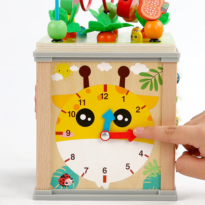 Ten-in-One Treasure Multifunctional Montessori Wooden Activity Learning Box – Beads, Piano, Carrot Pull & Learning Cube