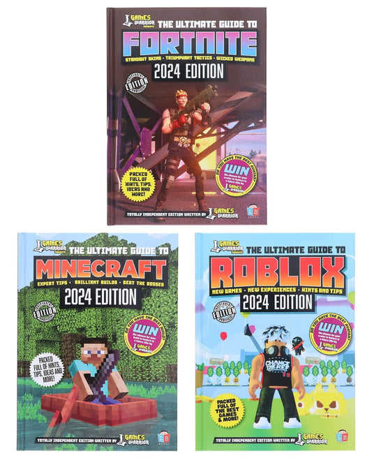 Fortnite, Roblox & Minecraft Ultimate Guide 2024 Edition by GamesWarrior 3 Books Collection Set - Age 9+ - Hardback